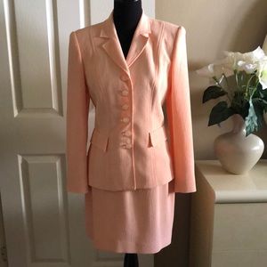Designer light crepe peach 2-OC skirt suit